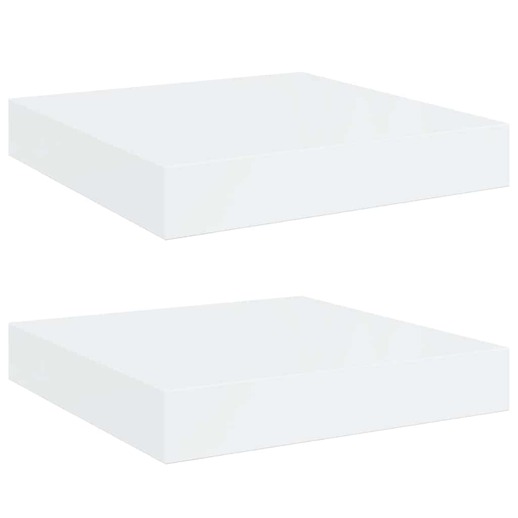 Vidaxl wandschappen zwevend 2 st 23x23,5x3,8 cm mdf hoogglans wit