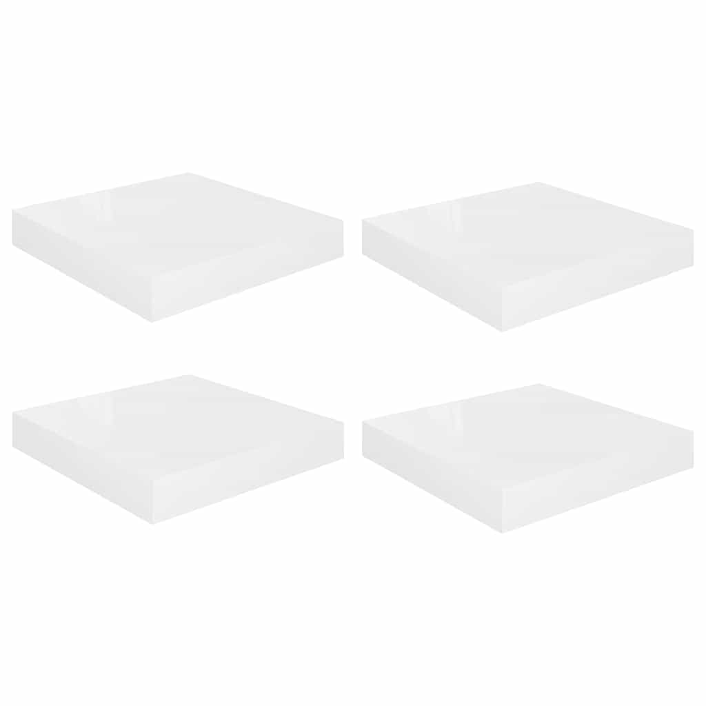 Vidaxl wandschappen zwevend 4 st 23x23,5x3,8 cm mdf hoogglans wit