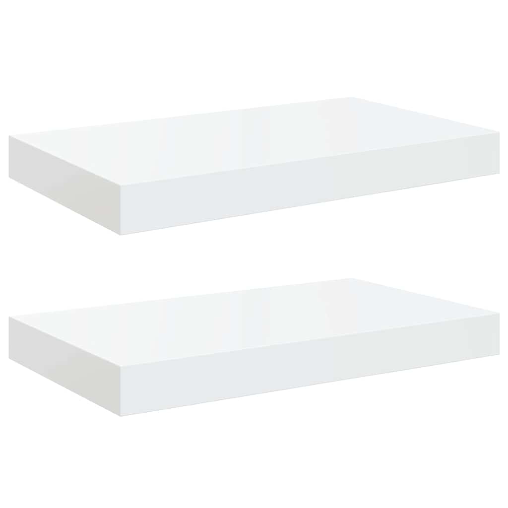 Vidaxl wandschappen zwevend 2 st 40x23x3,8 cm mdf hoogglans wit