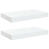 Vidaxl wandschappen zwevend 2 st 40x23x3,8 cm mdf hoogglans wit
