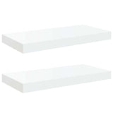 Vidaxl wandschappen zwevend 2 st 50x23x3,8 cm mdf hoogglans wit