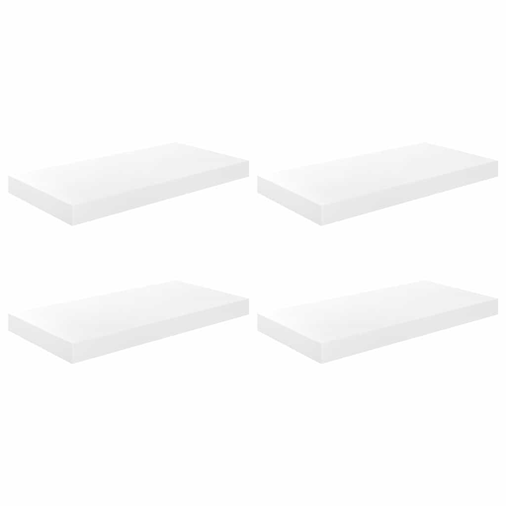 Vidaxl wandschappen zwevend 4 st 50x23x3,8 cm mdf hoogglans wit