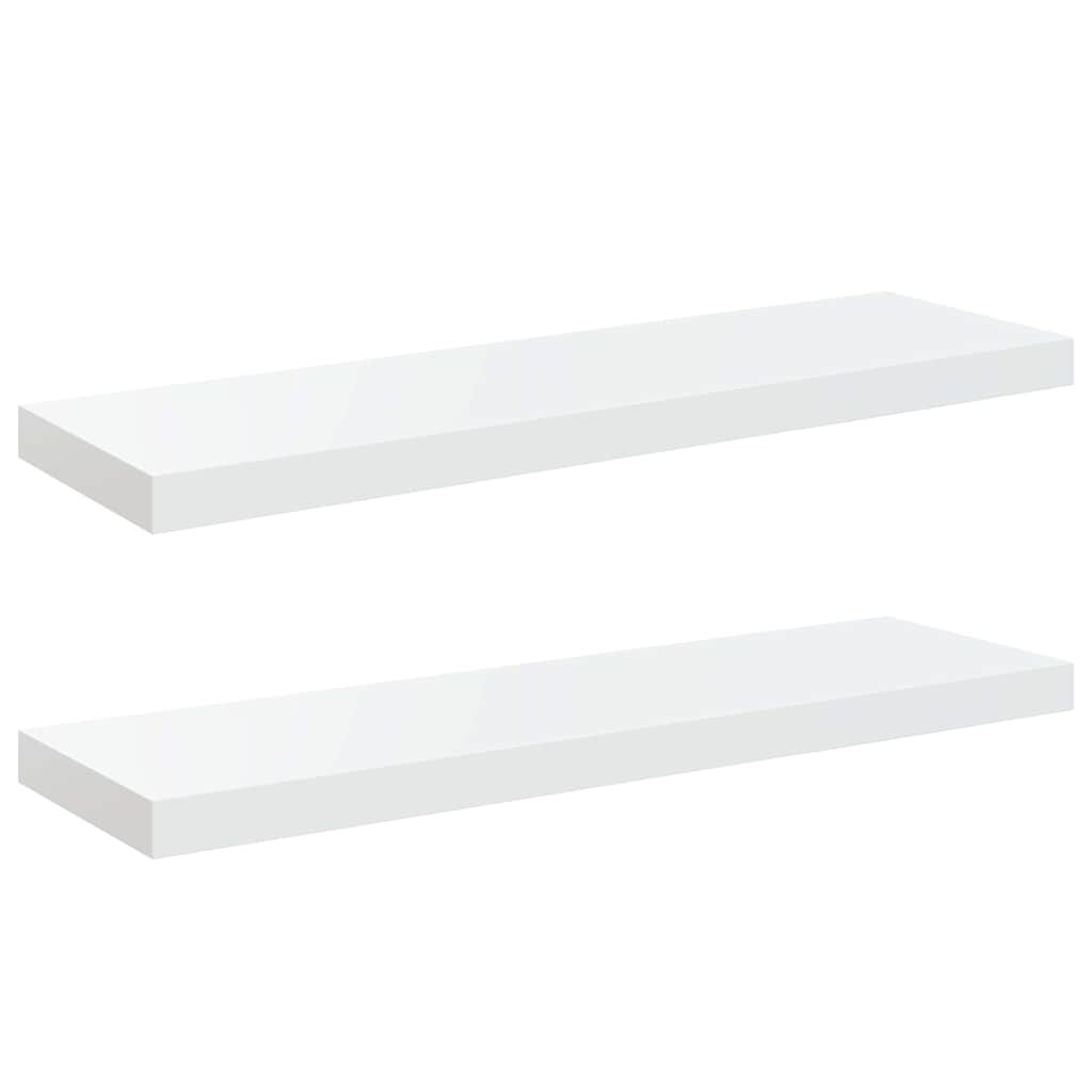 Vidaxl wandschappen zwevend 2 st 80x23,5x3,8 cm mdf hoogglans wit