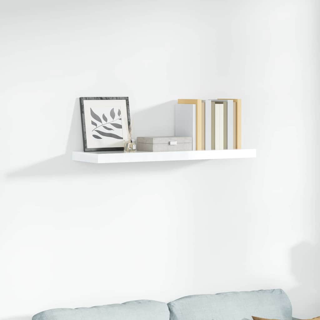 Vidaxl wandschap zwevend 90x23,5x3,8 cm mdf hoogglans wit