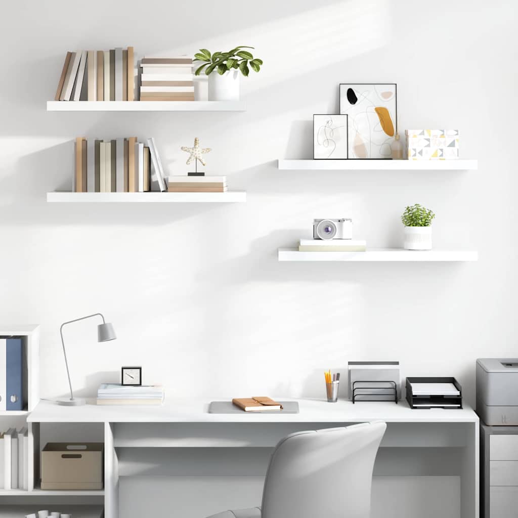 Vidaxl wandschappen zwevend 4 st 90x23,5x3,8 cm mdf hoogglans wit