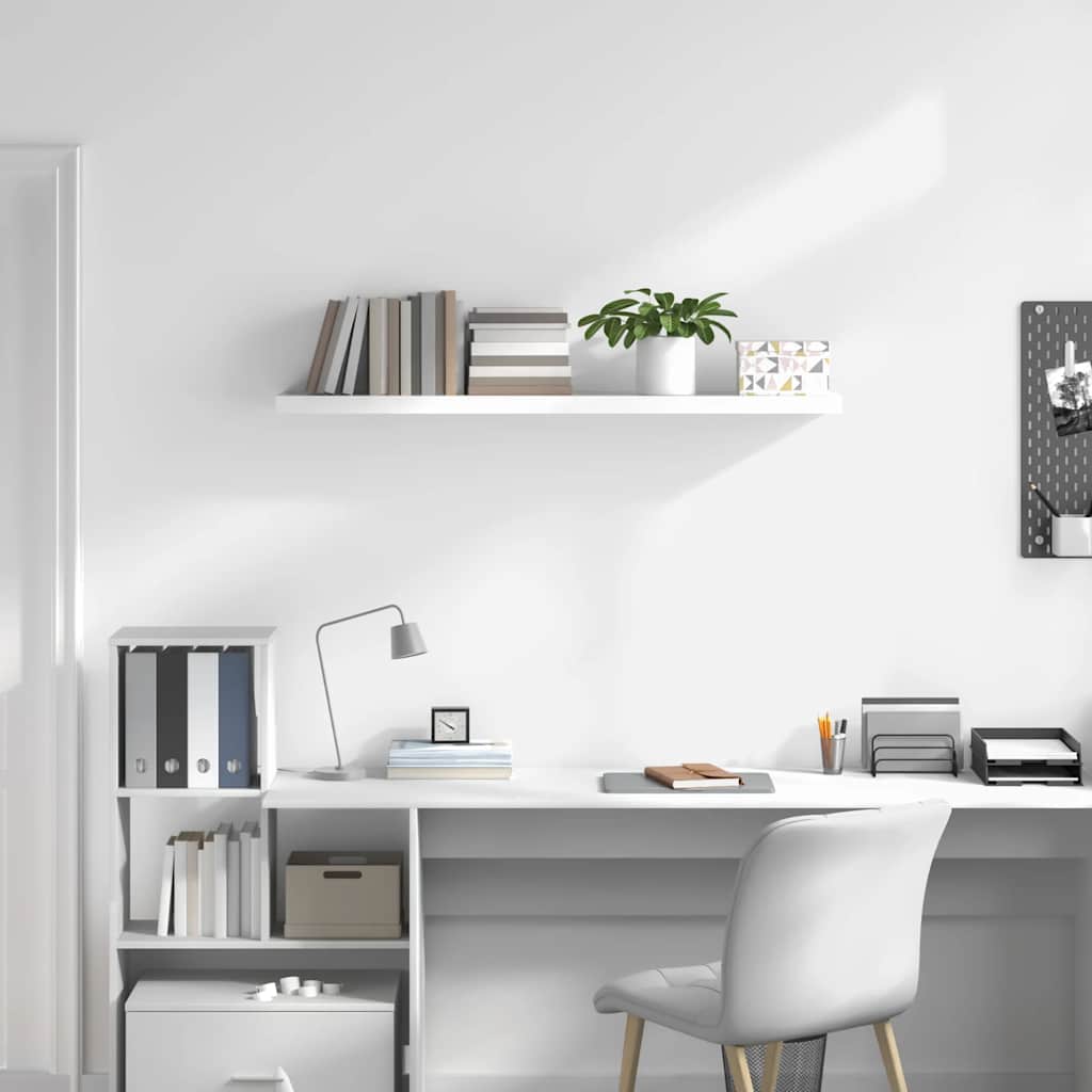 Vidaxl wandschap zwevend 120x23,5x3,8 cm mdf hoogglans wit