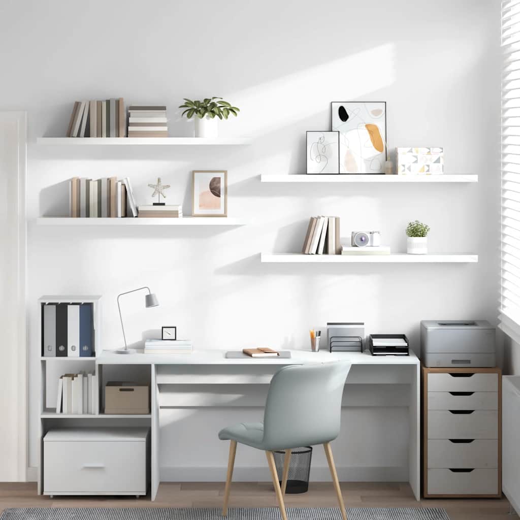 Vidaxl wandschappen zwevend 4 st 120x23,5x3,8 cm mdf hoogglans wit