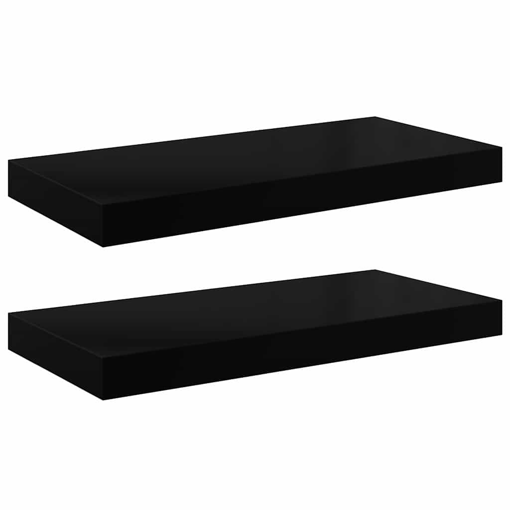 Vidaxl wandschappen zwevend 2 st 50x23x3,8 cm mdf hoogglans zwart