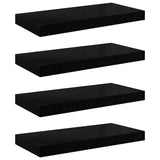 Vidaxl wandschappen zwevend 4 st 50x23x3,8 cm mdf hoogglans zwart
