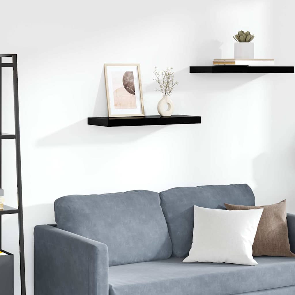Vidaxl wandschap zwevend 60x23,5x3,8 cm mdf hoogglans zwart