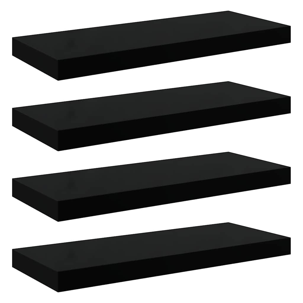 Vidaxl wandschappen zwevend 4 st 60x23,5x3,8 cm mdf hoogglans zwart