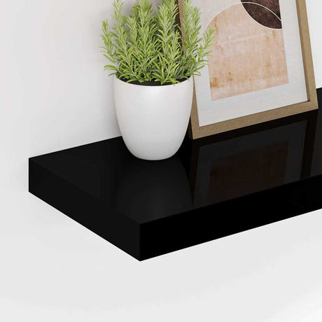 Vidaxl wandschappen zwevend 4 st 80x23,5x3,8 cm mdf hoogglans zwart