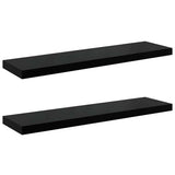 Vidaxl wandschappen zwevend 2 st 90x23,5x3,8 cm mdf hoogglans zwart
