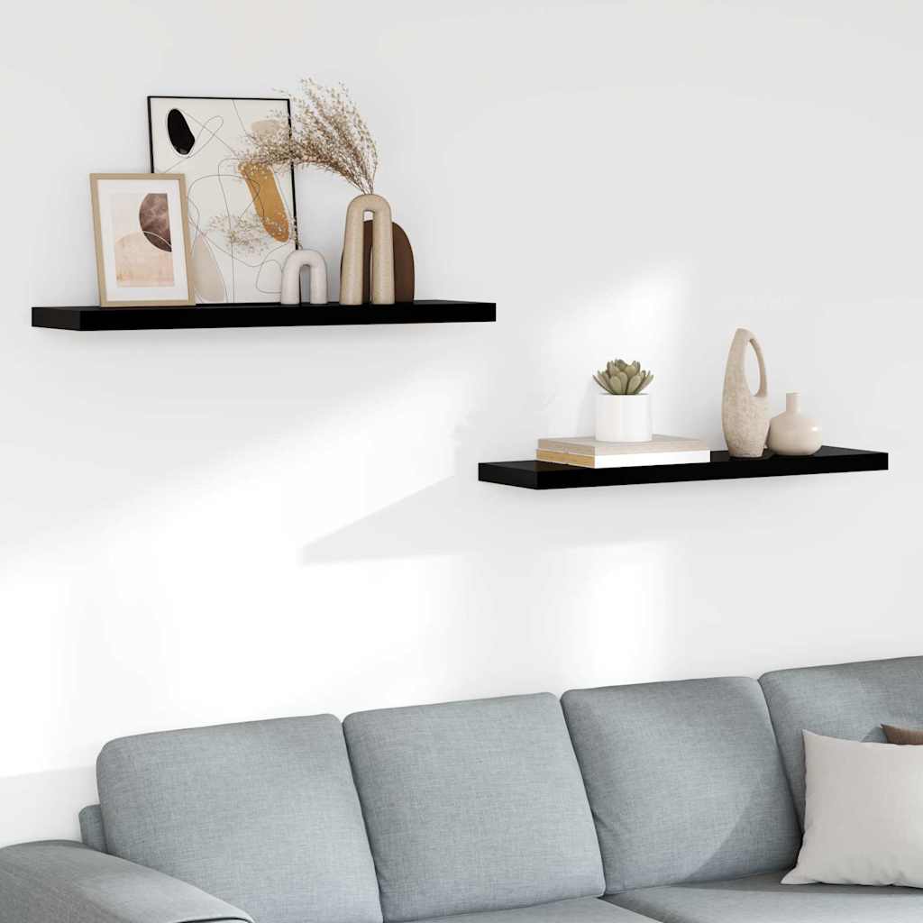 Vidaxl wandschappen zwevend 2 st 90x23,5x3,8 cm mdf hoogglans zwart