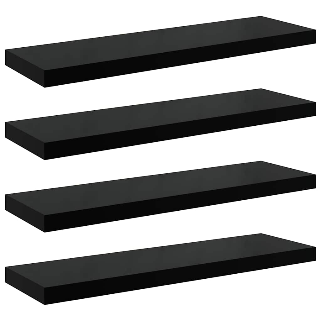 Vidaxl wandschappen zwevend 4 st 90x23,5x3,8 cm mdf hoogglans zwart