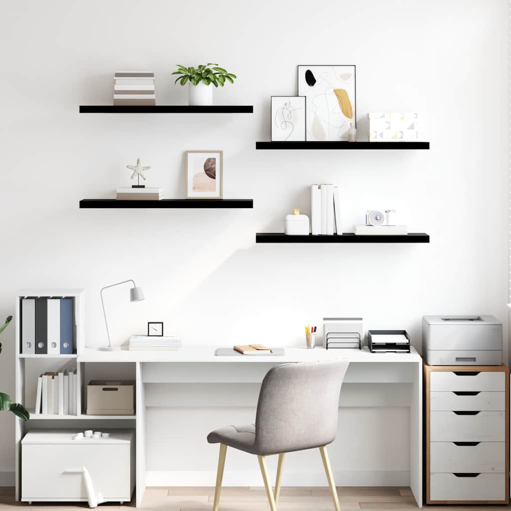 Vidaxl wandschappen zwevend 4 st 90x23,5x3,8 cm mdf hoogglans zwart