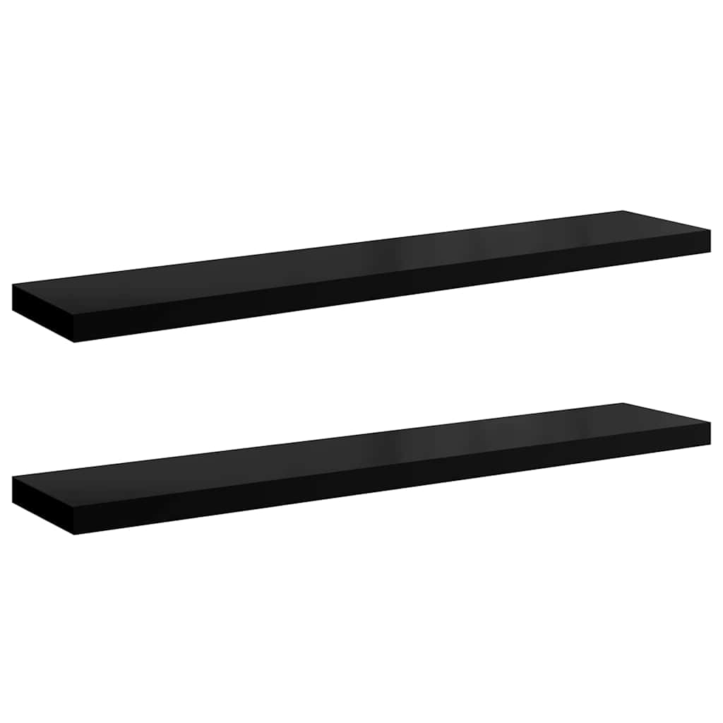 Vidaxl wandschappen zwevend 2 st 120x23,5x3,8 cm mdf hoogglans zwart