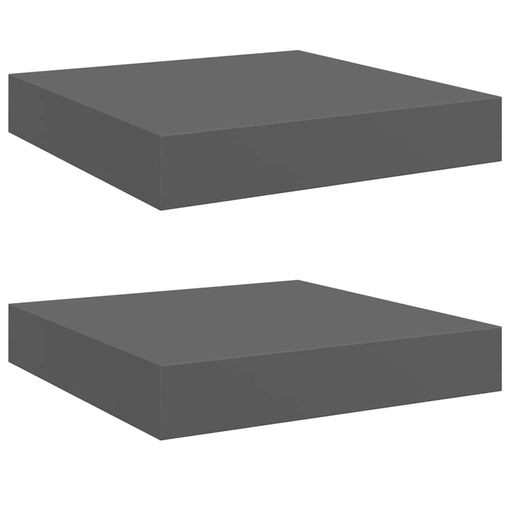 Vidaxl wandschappen zwevend 2 st 23x23,5x3,8 cm mdf hoogglans grijs