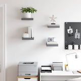 Vidaxl wandschappen zwevend 4 st 23x23,5x3,8 cm mdf hoogglans grijs