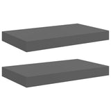 Vidaxl wandschappen zwevend 2 st 40x23x3,8 cm mdf hoogglans grijs
