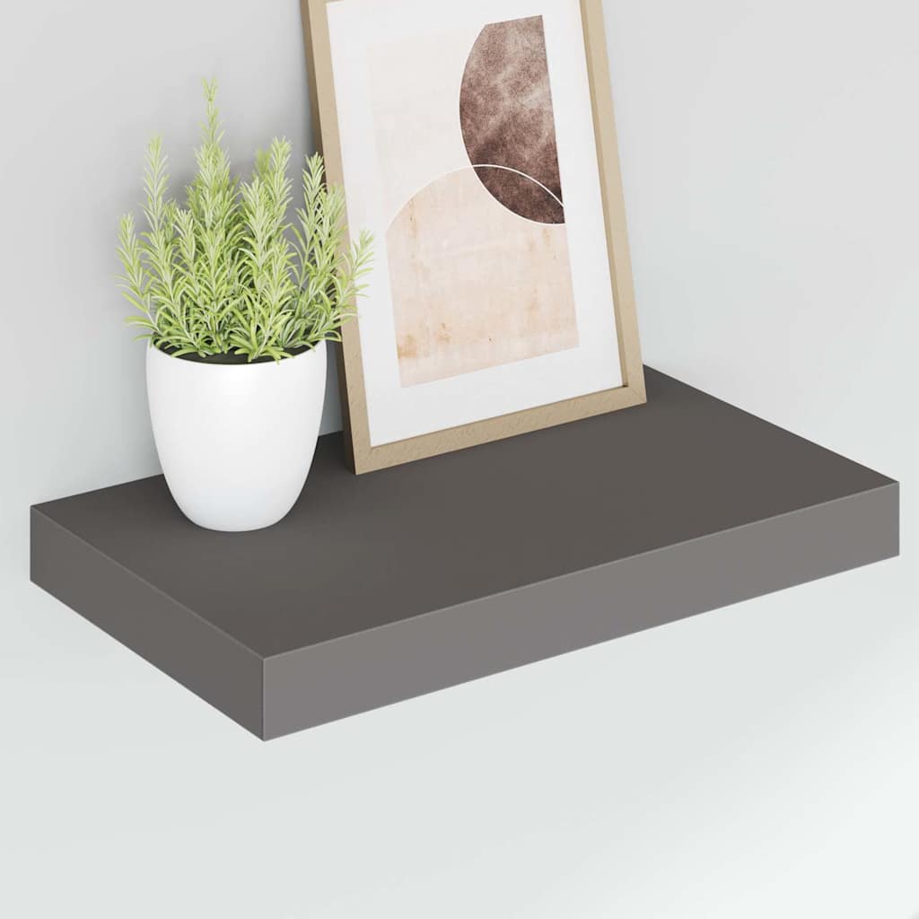 Vidaxl wandschappen zwevend 2 st 40x23x3,8 cm mdf hoogglans grijs