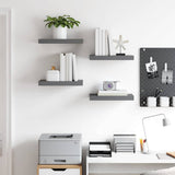 Vidaxl wandschappen zwevend 4 st 40x23x3,8 cm mdf hoogglans grijs