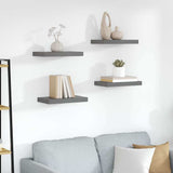 Vidaxl wandschappen zwevend 4 st 40x23x3,8 cm mdf hoogglans grijs