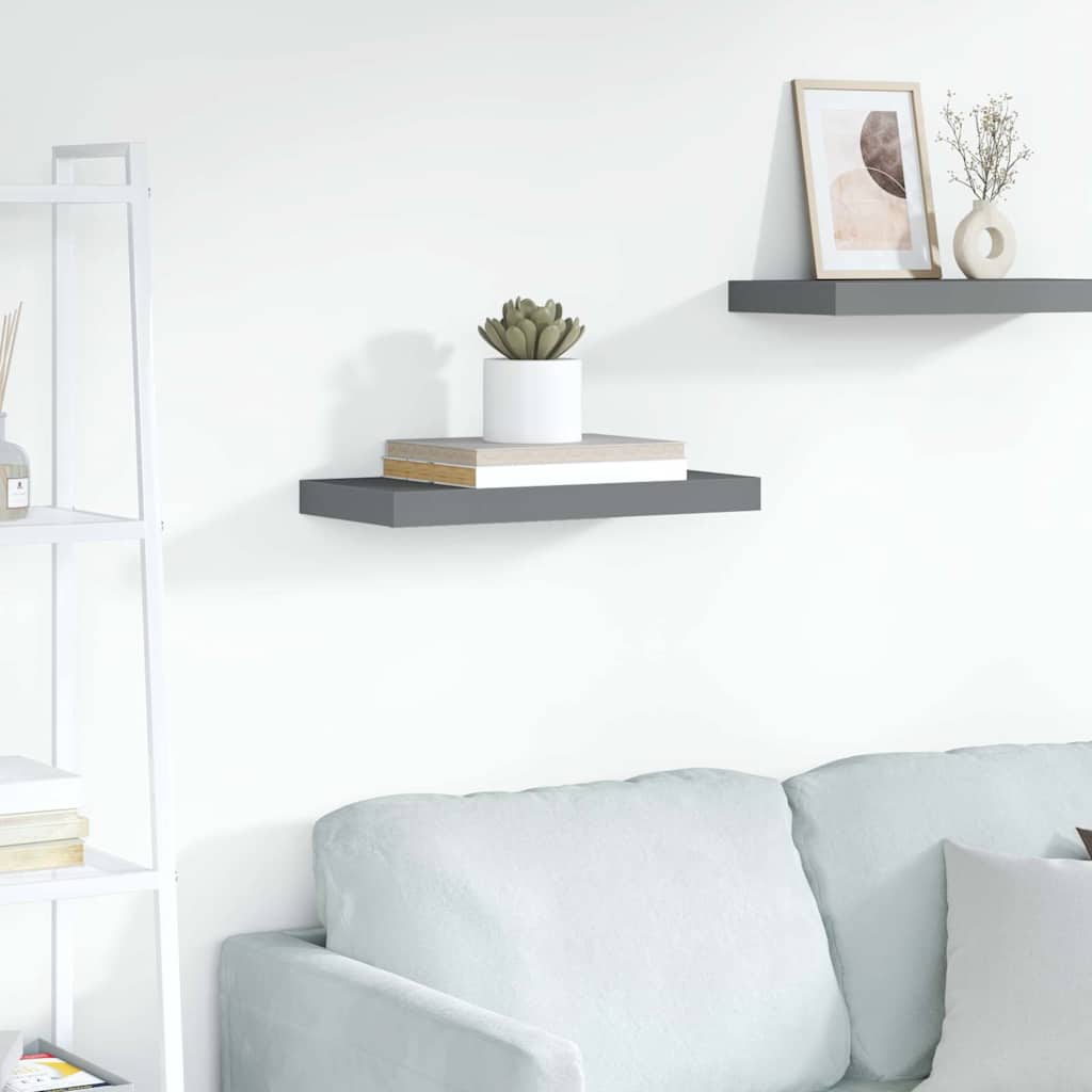 Vidaxl wandschap zwevend 50x23x3,8 cm mdf hoogglans grijs