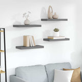 Vidaxl wandschappen zwevend 4 st 50x23x3,8 cm mdf hoogglans grijs