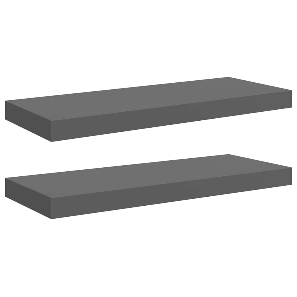 Vidaxl wandschappen zwevend 2 st 60x23,5x3,8 cm mdf hoogglans grijs