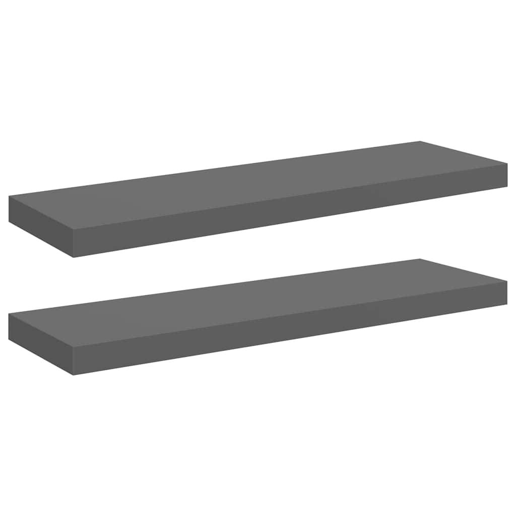 Vidaxl wandschappen zwevend 2 st 80x23,5x3,8 cm mdf hoogglans grijs