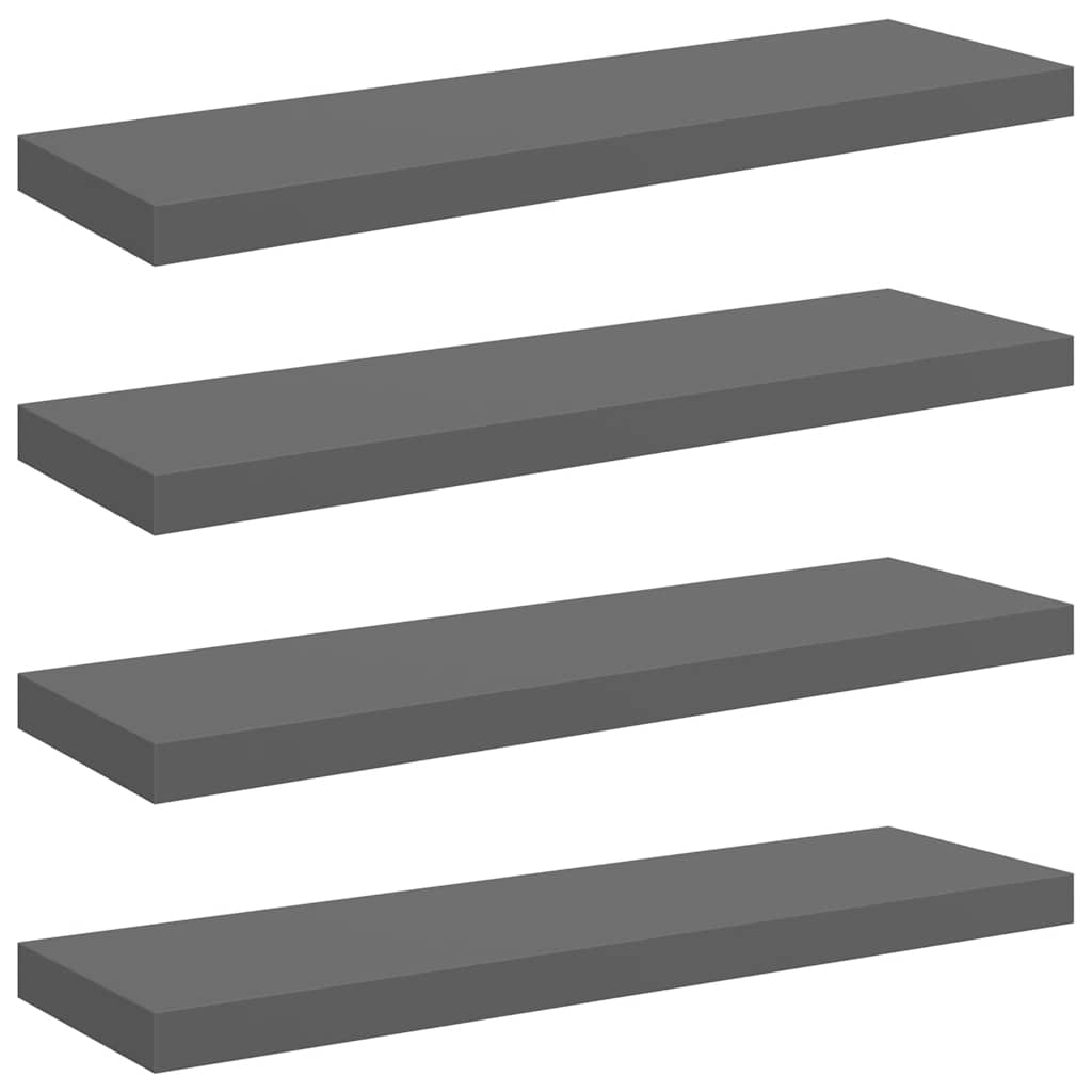 Vidaxl wandschappen zwevend 4 st 80x23,5x3,8 cm mdf hoogglans grijs