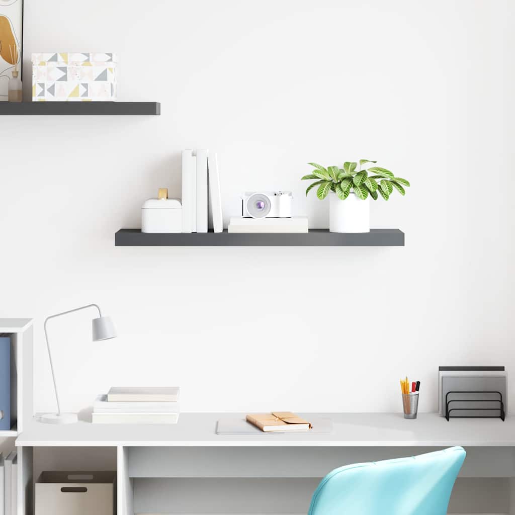 Vidaxl wandschap zwevend 90x23,5x3,8 cm mdf hoogglans grijs