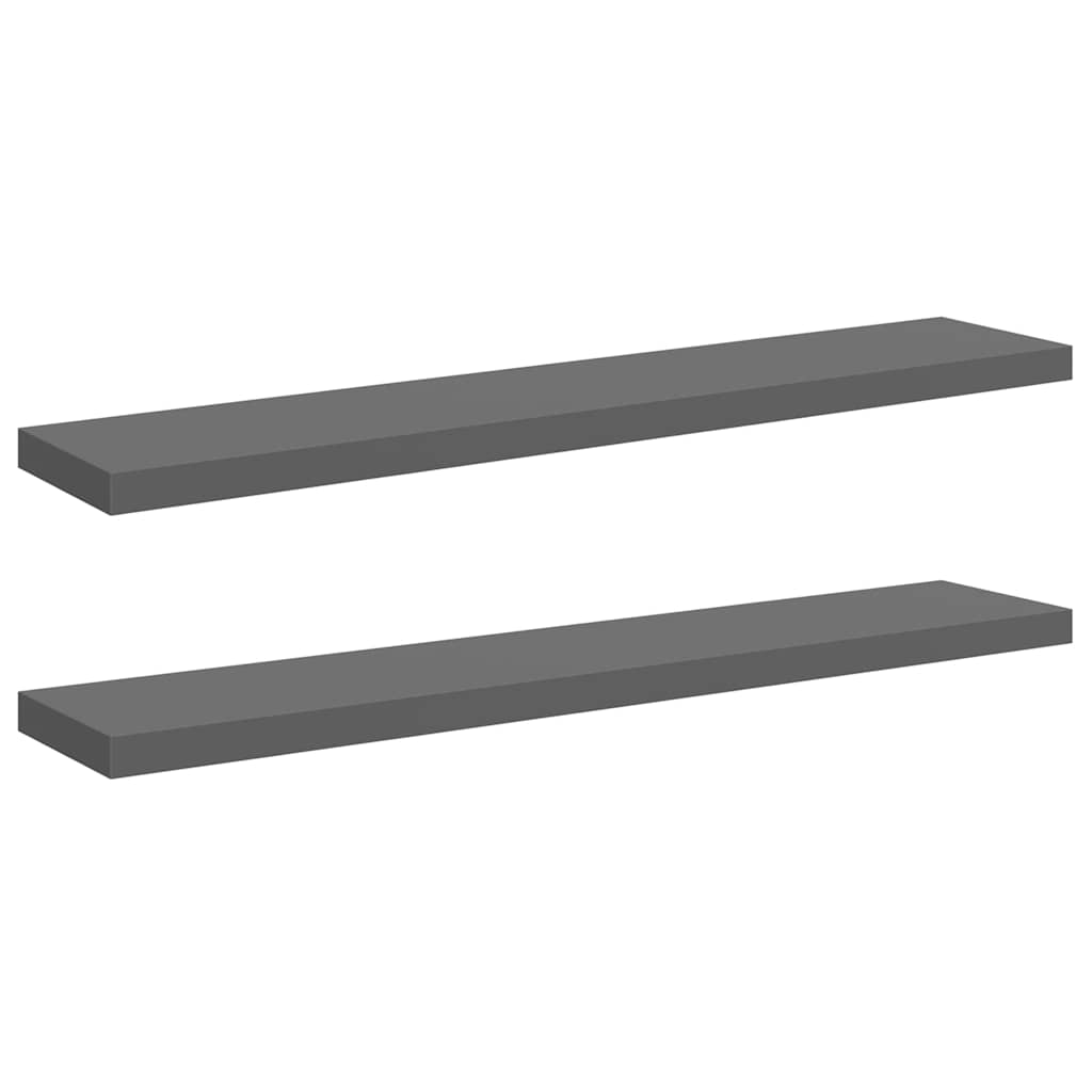 Vidaxl wandschappen zwevend 2 st 120x23,5x3,8 cm mdf hoogglans grijs