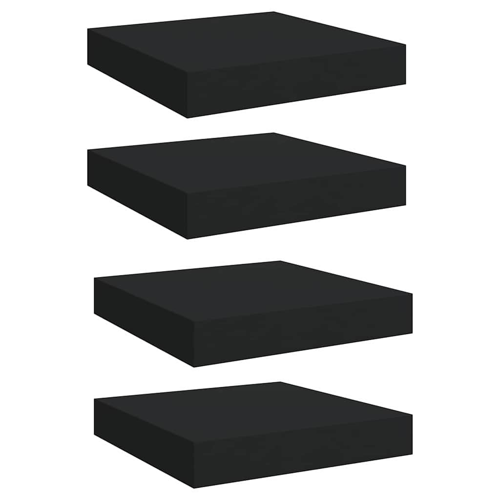 Vidaxl wandschappen zwevend 4 st 23x23,5x3,8 cm mdf zwart