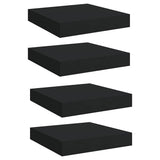 Vidaxl wandschappen zwevend 4 st 23x23,5x3,8 cm mdf zwart