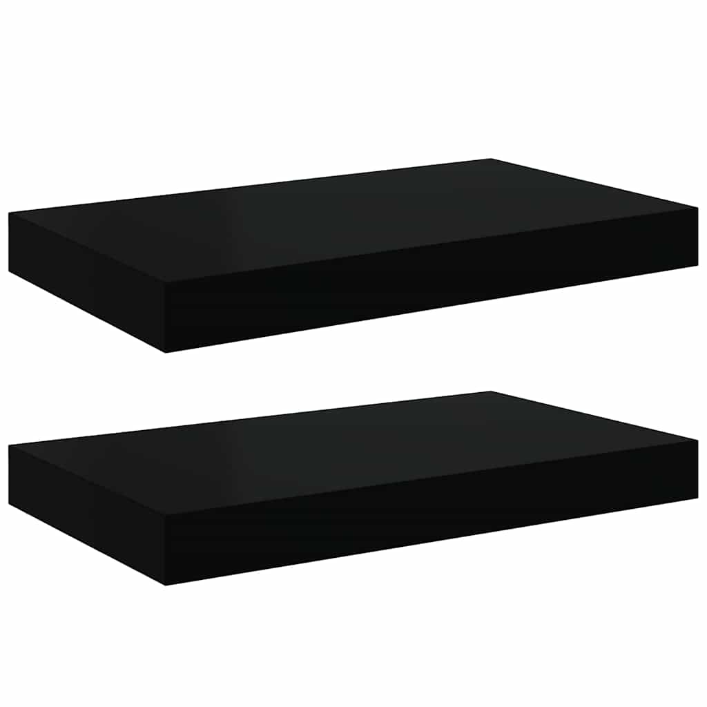 Vidaxl wandschappen zwevend 2 st 40x23x3,8 cm mdf zwart