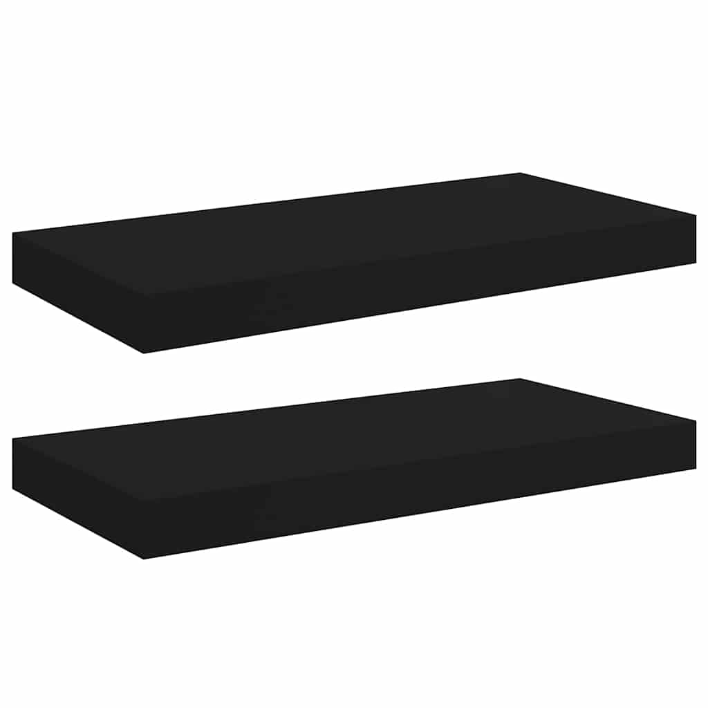 Vidaxl wandschappen zwevend 2 st 50x23x3,8 cm mdf zwart