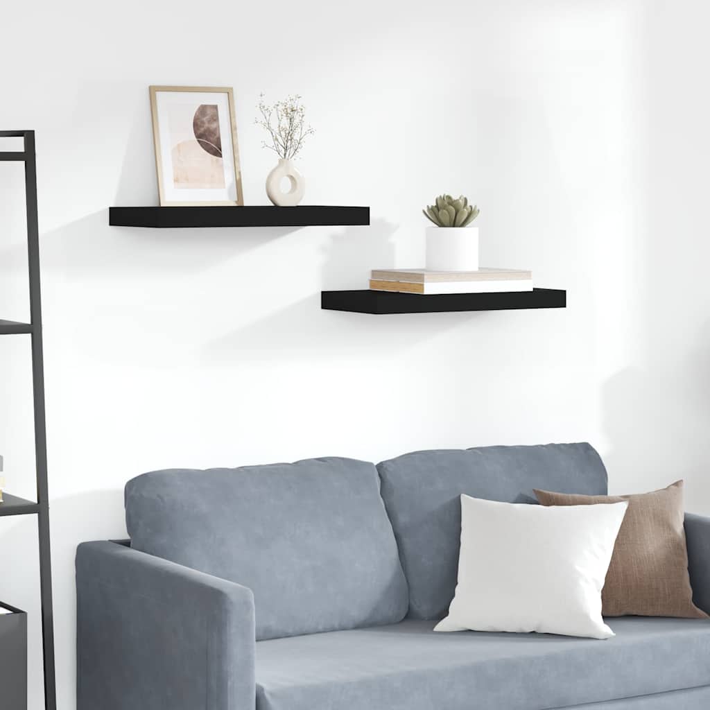 Vidaxl wandschappen zwevend 2 st 50x23x3,8 cm mdf zwart