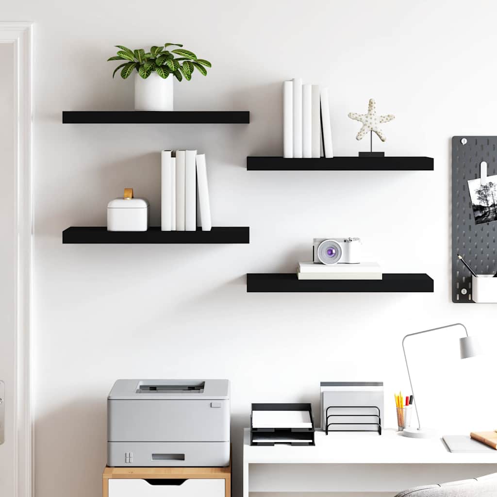 Vidaxl wandschappen zwevend 4 st 60x23,5x3,8 cm mdf zwart