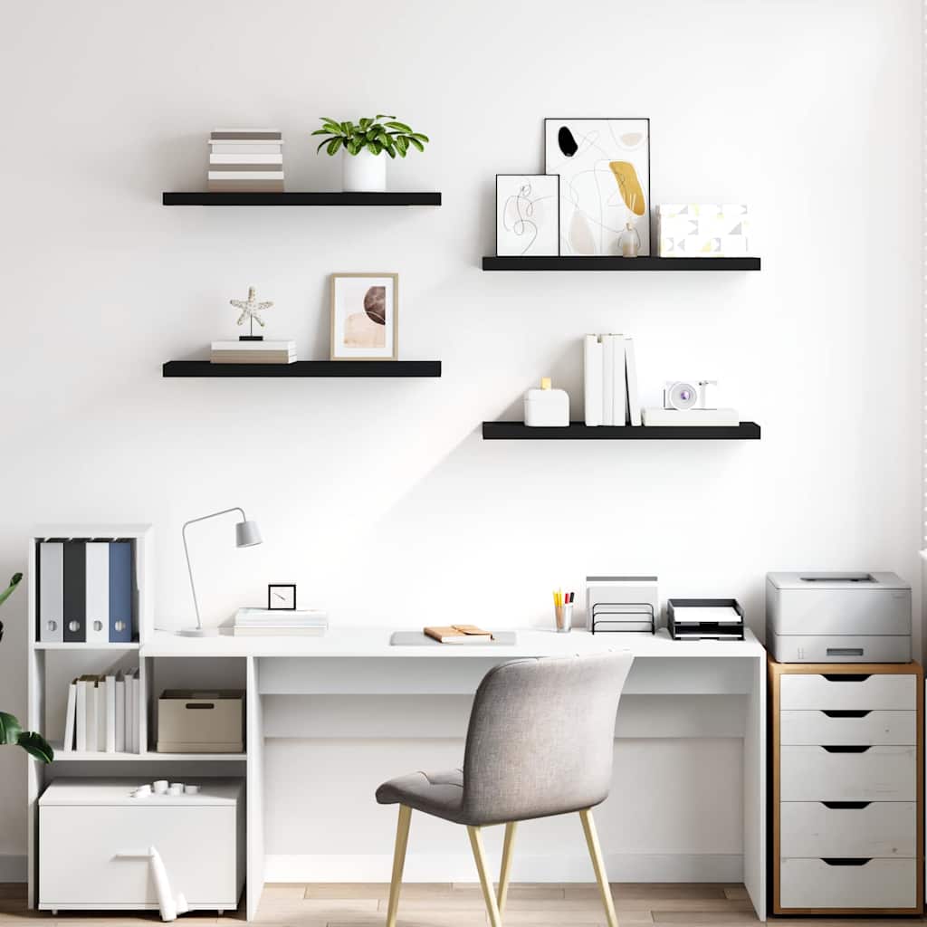 Vidaxl wandschappen zwevend 4 st 80x23,5x3,8 cm mdf zwart