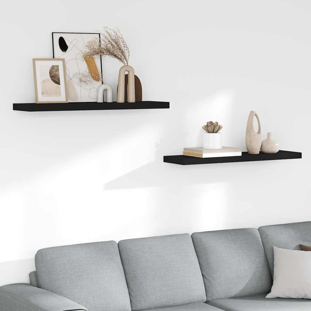Vidaxl wandschappen zwevend 2 st 90x23,5x3,8 cm mdf zwart