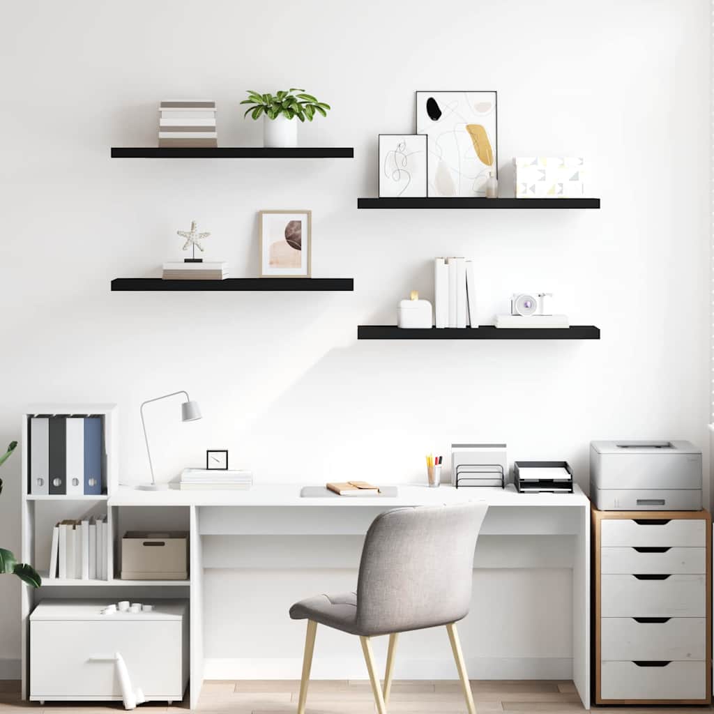 Vidaxl wandschappen zwevend 4 st 90x23,5x3,8 cm mdf zwart