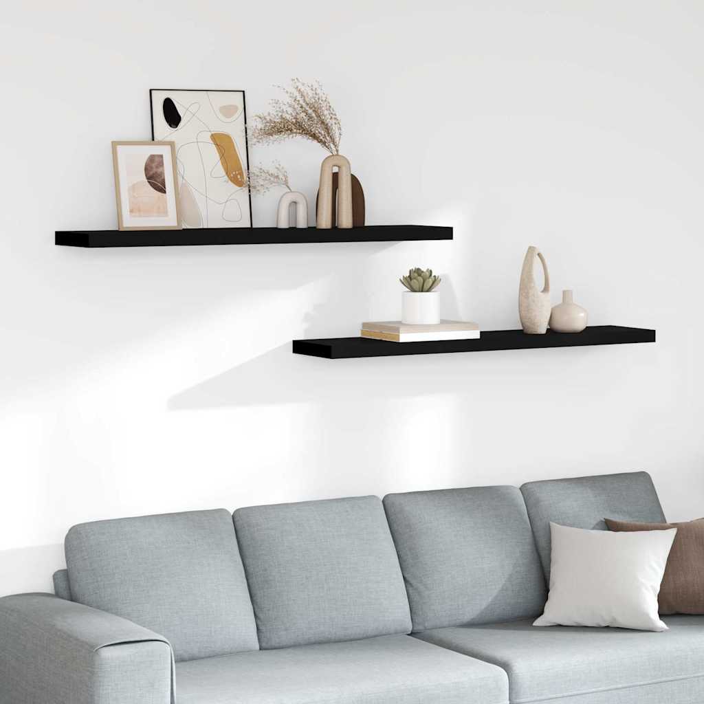 Vidaxl wandschappen zwevend 2 st 120x23,5x3,8 cm mdf zwart