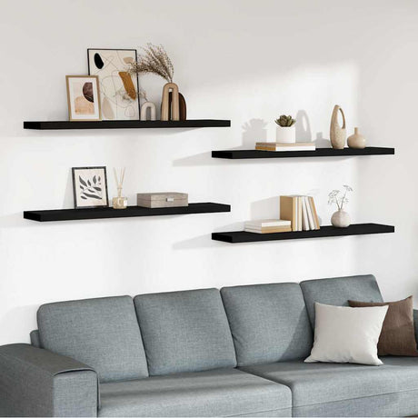 Vidaxl wandschappen zwevend 4 st 120x23,5x3,8 cm mdf zwart
