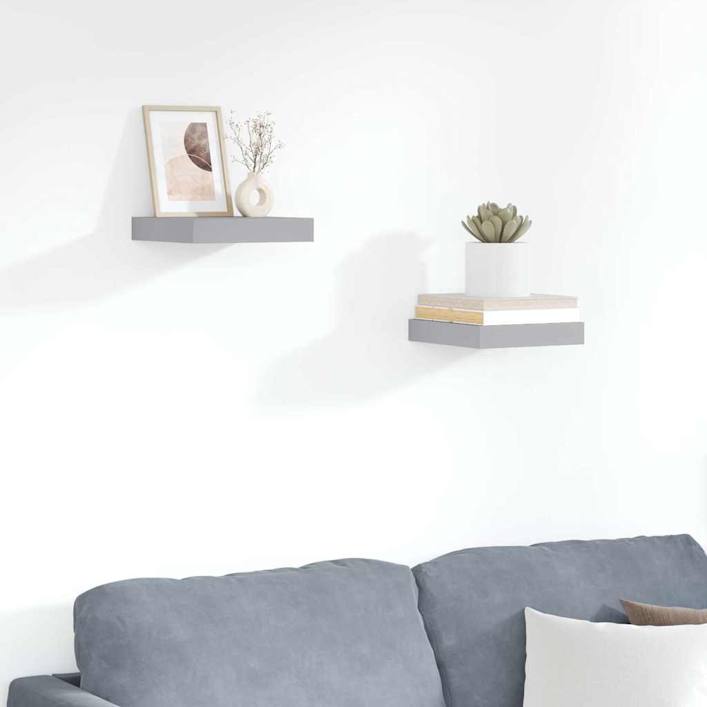 Vidaxl wandschappen zwevend 2 st 23x23,5x3,8 cm mdf grijs