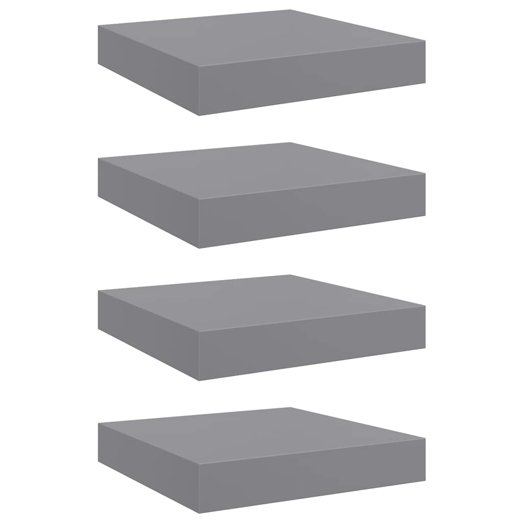 Vidaxl wandschappen zwevend 4 st 23x23,5x3,8 cm mdf grijs
