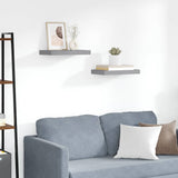 Vidaxl wandschappen zwevend 2 st 40x23x3,8 cm mdf grijs