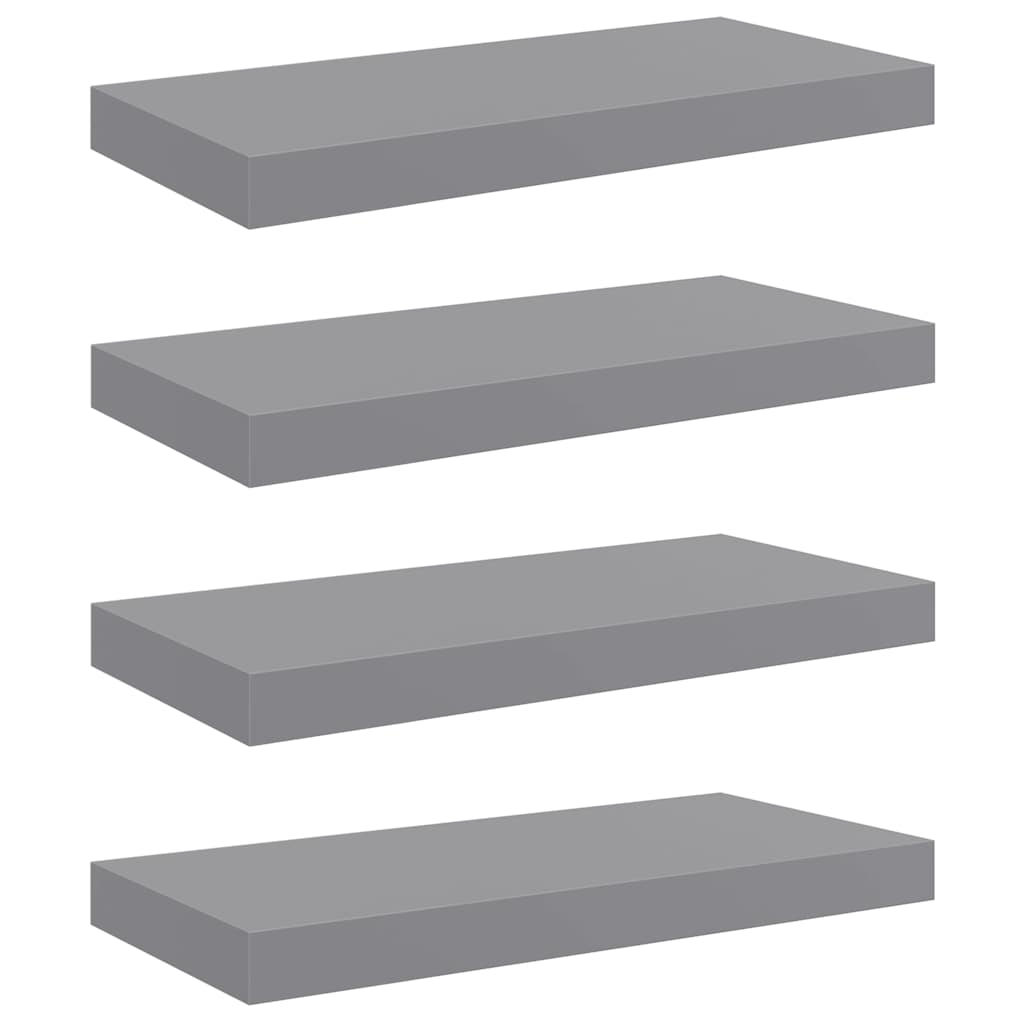 Vidaxl wandschappen zwevend 4 st 50x23x3,8 cm mdf grijs