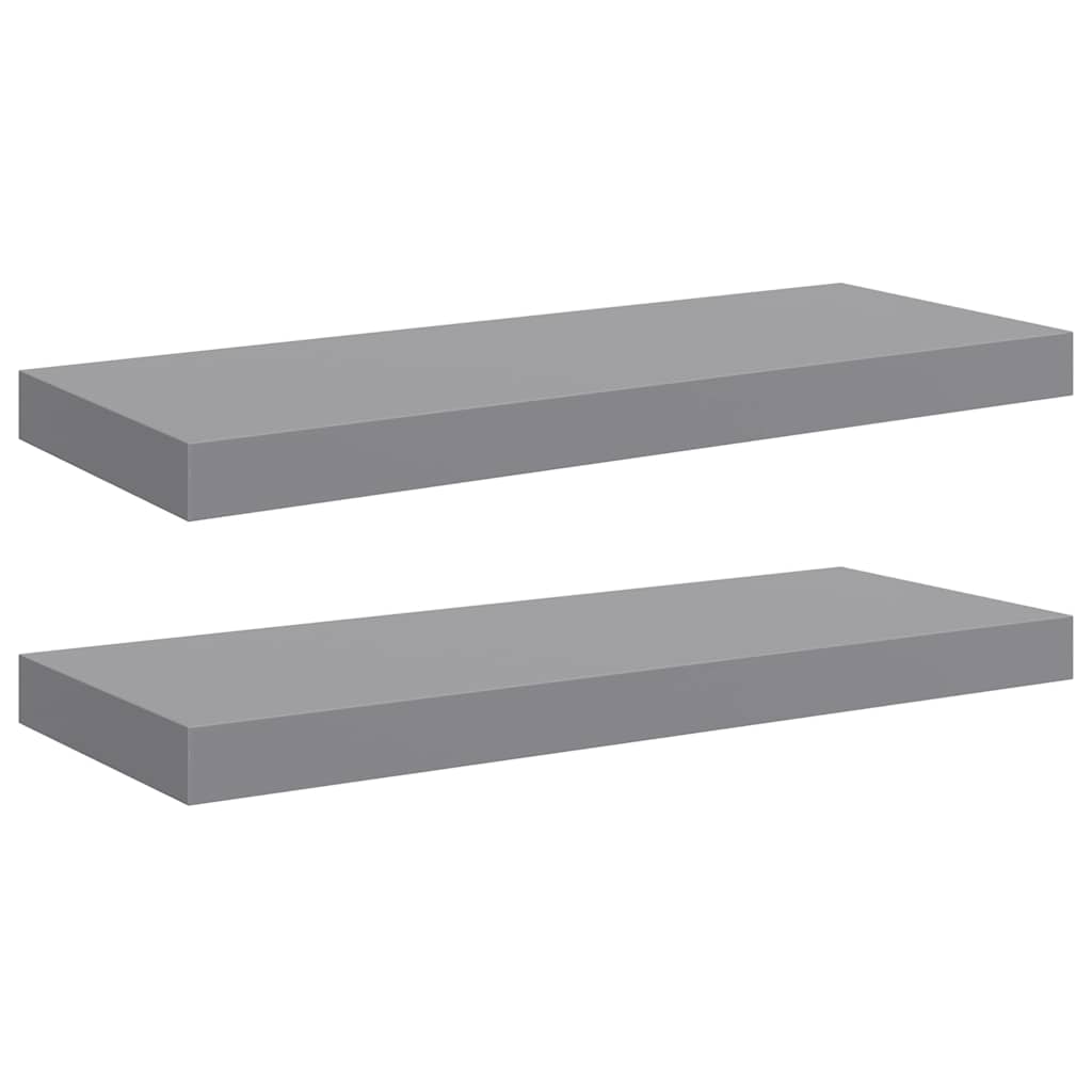 Vidaxl wandschappen zwevend 2 st 60x23,5x3,8 cm mdf grijs